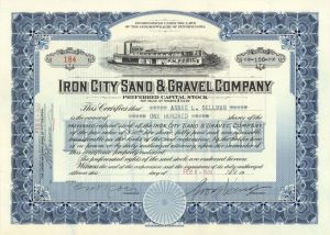 Iron City Sand and Gravel Co. - 1930 dated Stock Certificate
