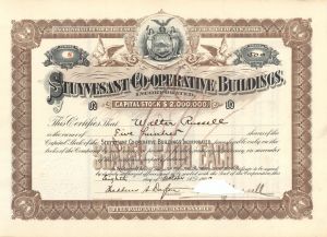 Stuyvesant Co-Operative Builders, Inc. - 1907 dated Stock Certificate