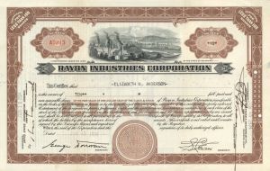 Rayon Industries Corp. - 1934 dated Stock Certificate