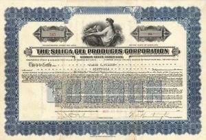 Silica Gel Products Corp. - 1924 dated Stock Certificate