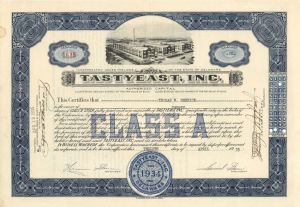 Tastyeast, Inc. - 1935 dated Stock Certificate