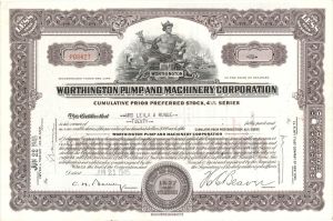 Worthington Pump and Machinery Corp. - 1945 dated Stock Certificate