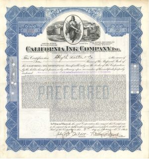 California Ink Company, Inc. - 1919 or 1920 dated Stock Certificate