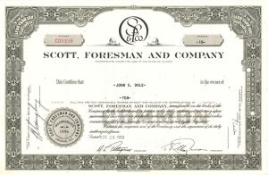 Scott, Foresman and Company - 1960-1963 dated Stock Certificate