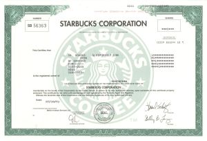 Starbucks Corp. - 2003 dated Stock Certificate