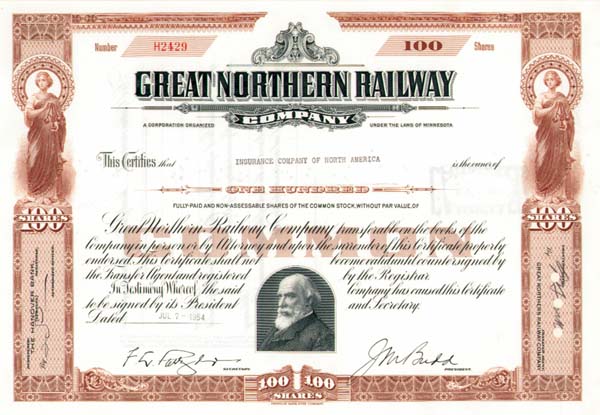 Great Northern Railway - Stock Certificate