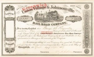 Greenwich and Johnsonville Railroad - Stock Certificate (Uncanceled)