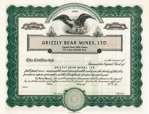 Grizzly Bear Mines, Ltd - Stock Certificate