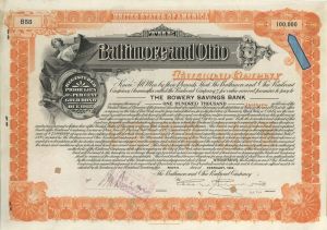 Baltimore and Ohio Railroad Co.  - 1916 or 1921 dated $100,000; $50,000 or $25,000 Bond