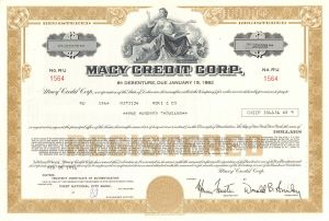 Macy Credit Corporation - 1974-1979 dated $100,000 Bond