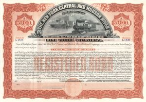 New York Central and Hudson River Lake Shore Collateral - Unissued $50,000 Bond