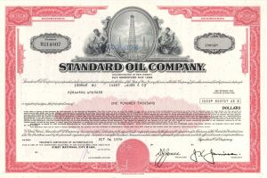 Standard Oil Co.  - 1976-1978 dated $100,000 Famous Oil Company Bond - Became Exxon Replacing Esso, Enco & Humble Brands