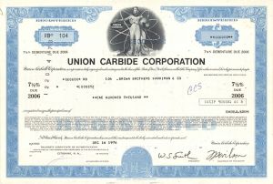 Union Carbide Corp. - 1976 or 1977 dated $100,000 Chemical Corp. Bond