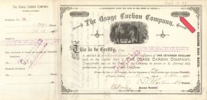 Osage Carbon Co. - 1894 dated High Denomination Stock Certificate