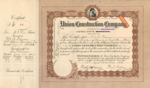 Union Construction Co. - 1902 or 1903 dated High Denomination Stock Certificate
