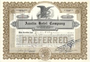 Austin Hotel Co. - Stock Certificate