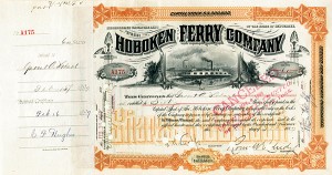 Hoboken Ferry signed by Garret A. Hobart - 1897 dated Stock Certificate