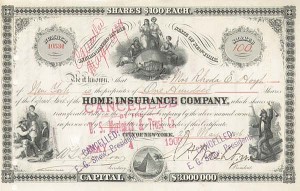 Home Insurance Co - Stock Certificate