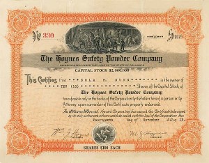 Hoynes Safety Powder Co. - Stock Certificate