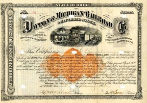 Dayton and Michigan Railroad Co. - Stock Certificate