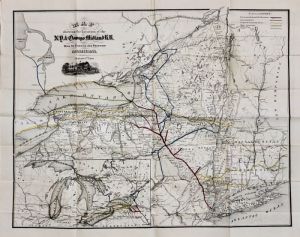 New York and Oswego Midland Railroad Map - Very Rare Excellent Condition