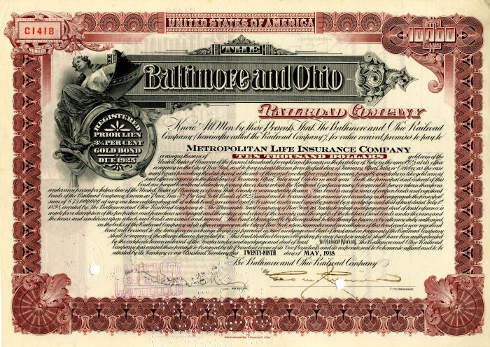 Baltimore and Ohio Railroad Co. - $10,000