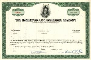 Manhattan Life Insurance Co. - Stock Certificate