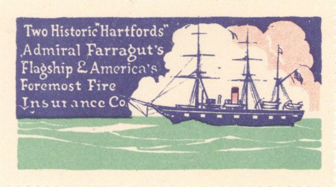 Farragut's Flagship and America's Foremost Fire Insurance Co. Stamp -  Insurance