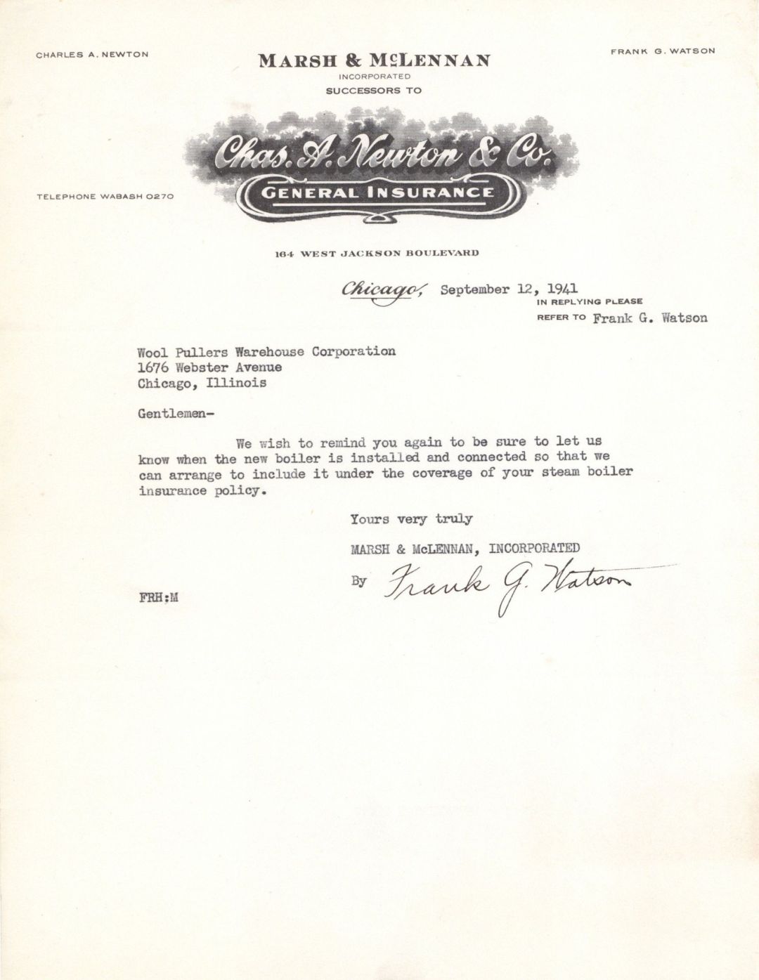 Chas. A. Newton & Co. General Insurance Letter -  Insurance