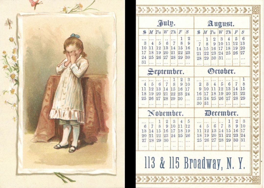 Advertising Calendar dated 1887 -  Insurance