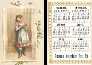 Advertising Calendar for German American Ins. Co. dated 1887 -  Insurance