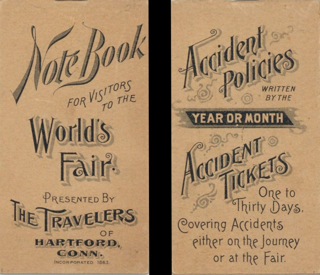  Note Book presented by Travelers of Hartford, Conn. -  Insurance