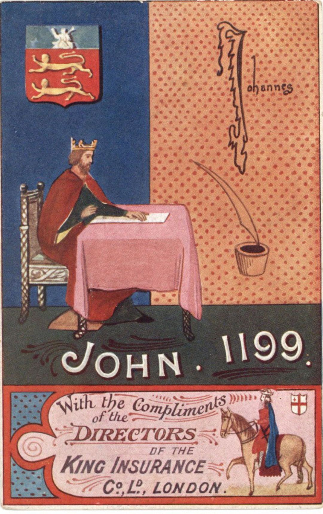 Post Card Ad for King Insurance Co. Ltd. dated 1199 -  Insurance