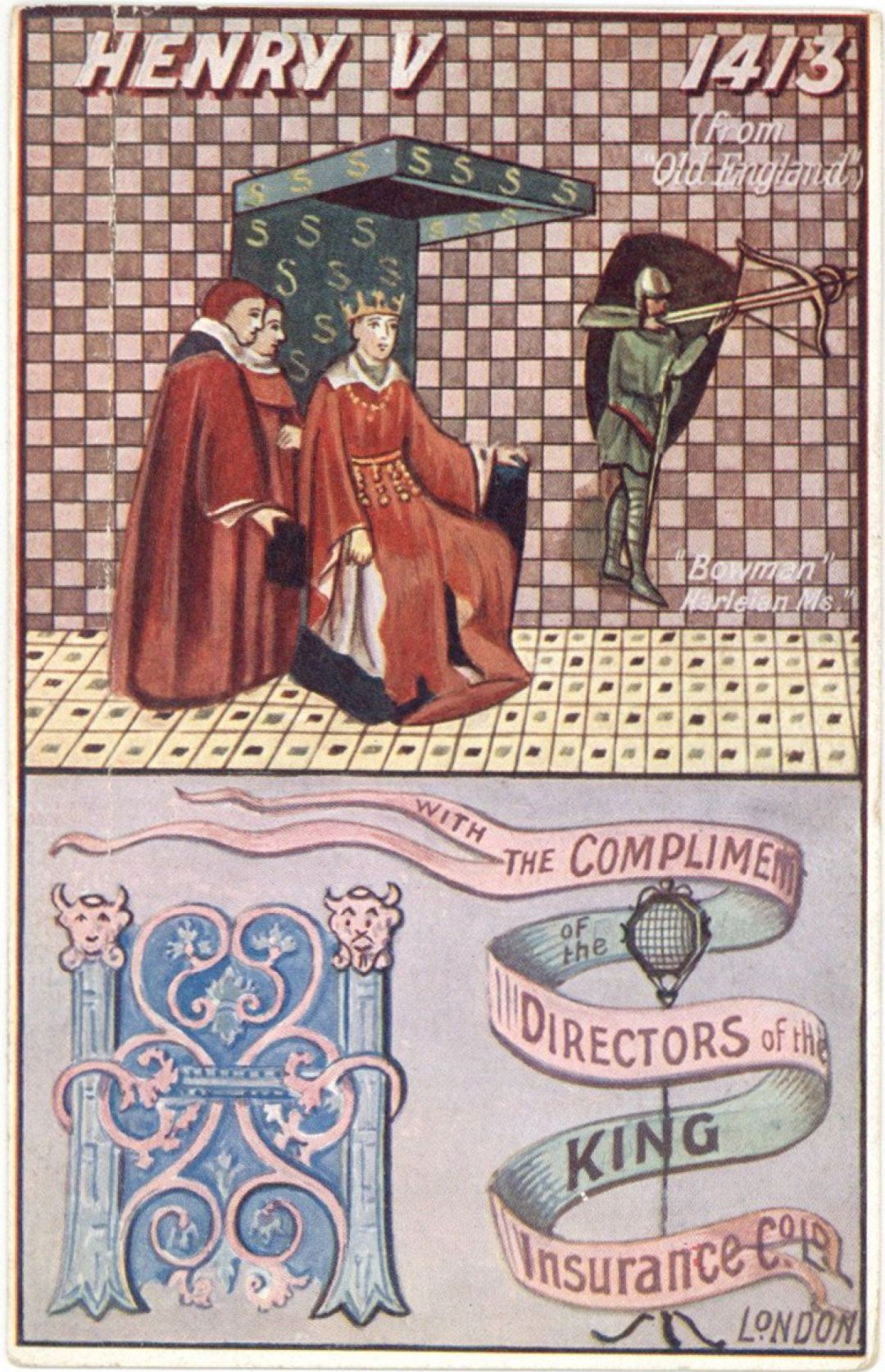 Post Card Ad for King Insurance Co. Ltd. dated 1413 -  Insurance