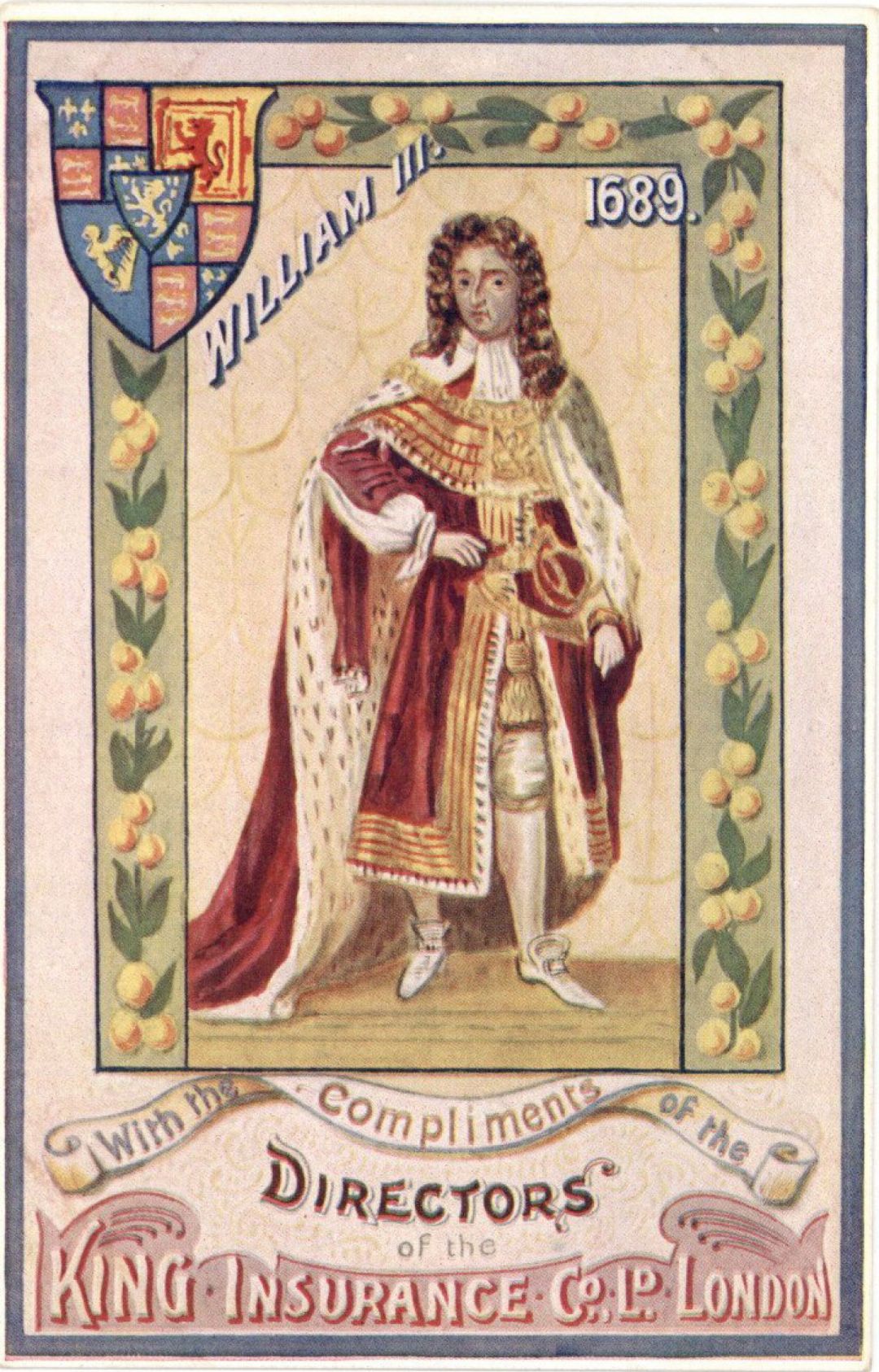 Post Card Ad for King Insurance Co. Ltd. dated 1689 -  Insurance