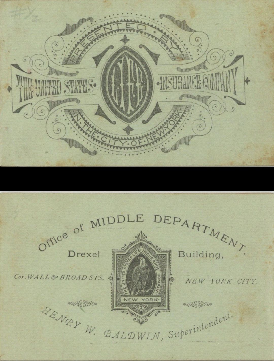 Notepad for United States Insurance Company dated 1877 -  Insurance