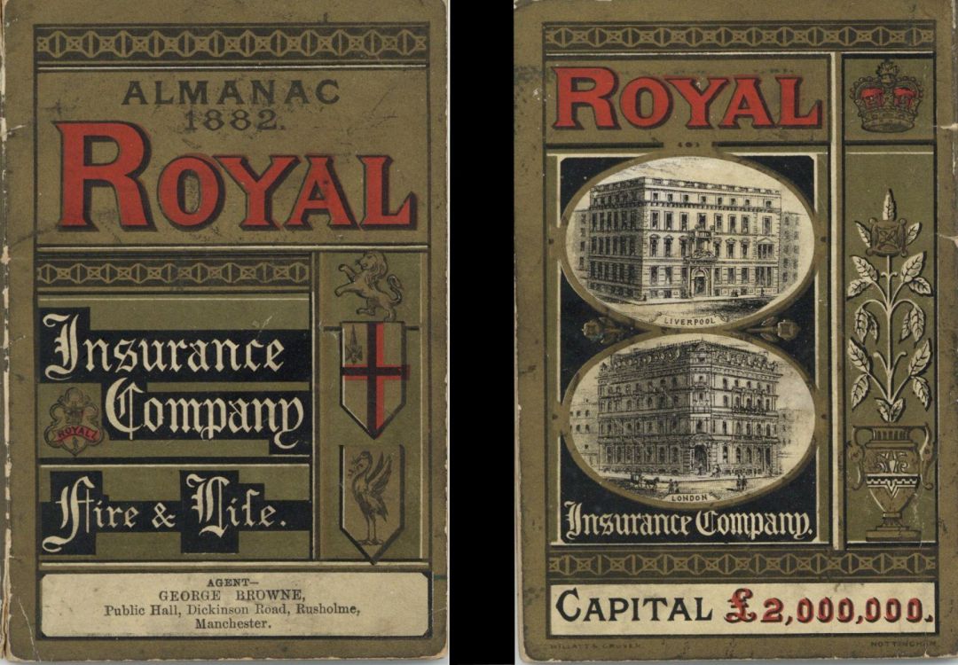 Almanac from the Royal Insurance Company Fire and Life dated 1882 -  Insurance