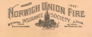Advertisment Card for Norwich Union Fire Insurance Society dated 1797 -  Insurance
