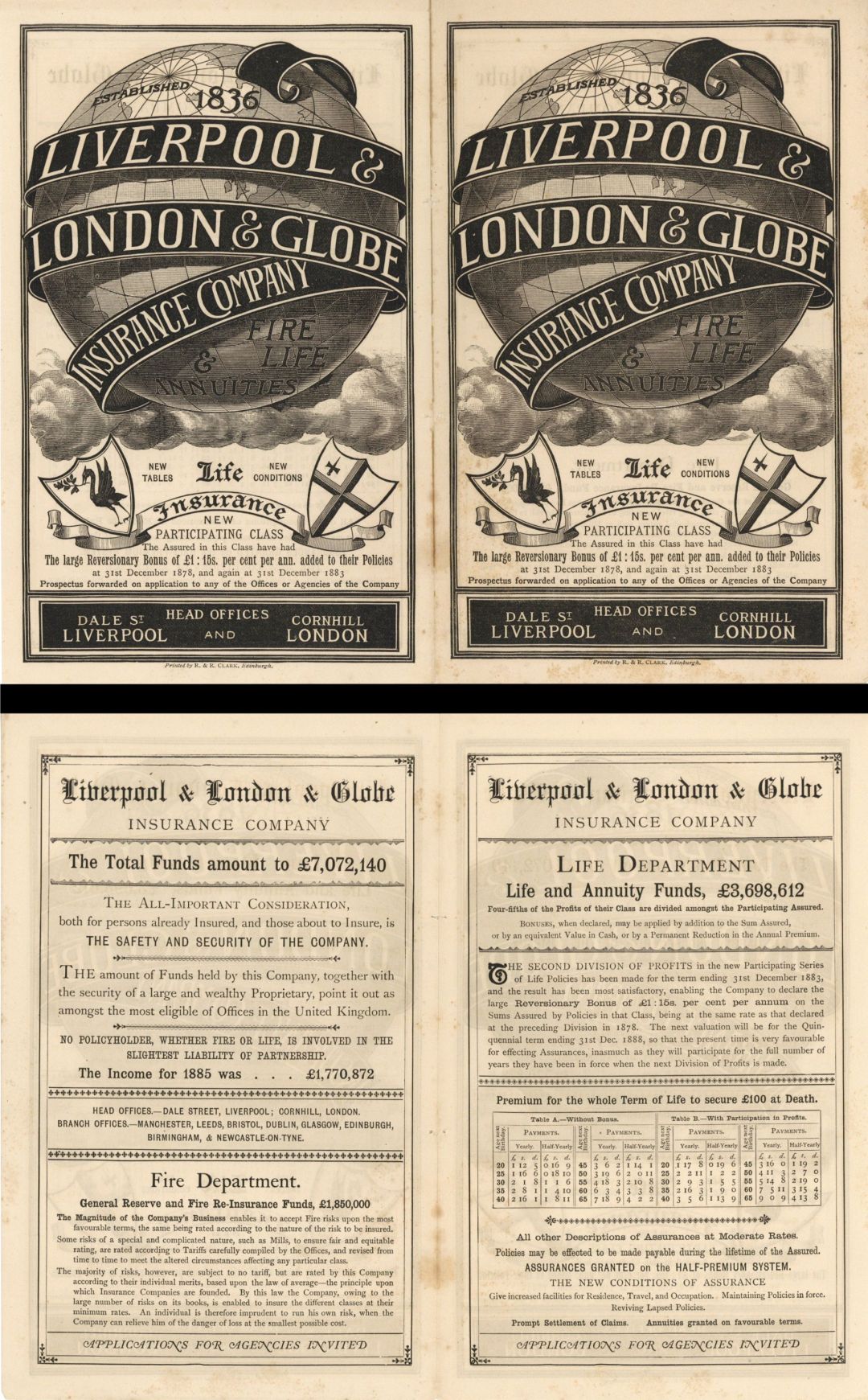 Liverpool and London and Globe Insurance Co. Advertisement  dated 1836 -  Insurance