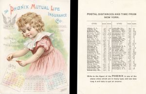 Phoenix Mutual Life Insurance Co. Calendar dated 1895 -  Insurance