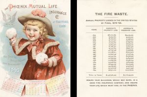 Phoenix Mutual Life Insurance Co. Calendar dated 1895 -  Insurance