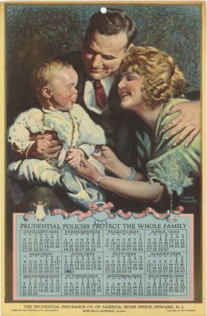 Prudential Insurance Co. of America Newark, N.J. Calendar dated 1924 -  Insurance