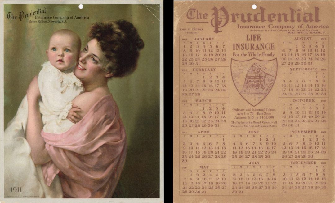 Prudential Insurance Company of America, Home Office, Newark, N.J. Calendar dated 1911 -  Insurance