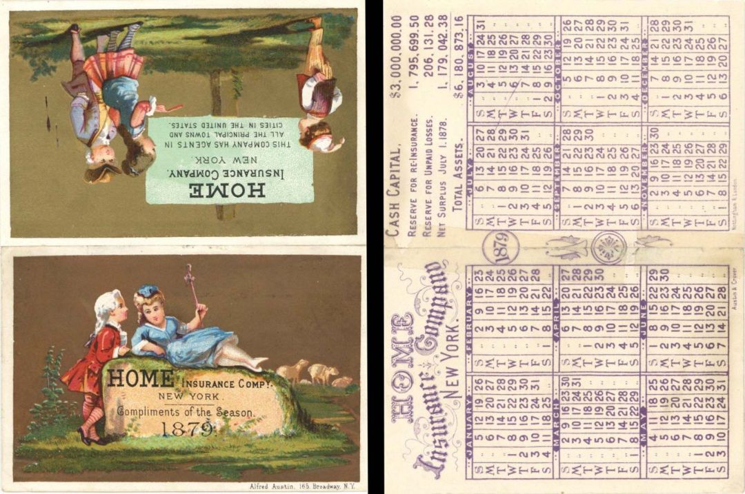 Home Insurance Co. Card -  1879 dated Insurance