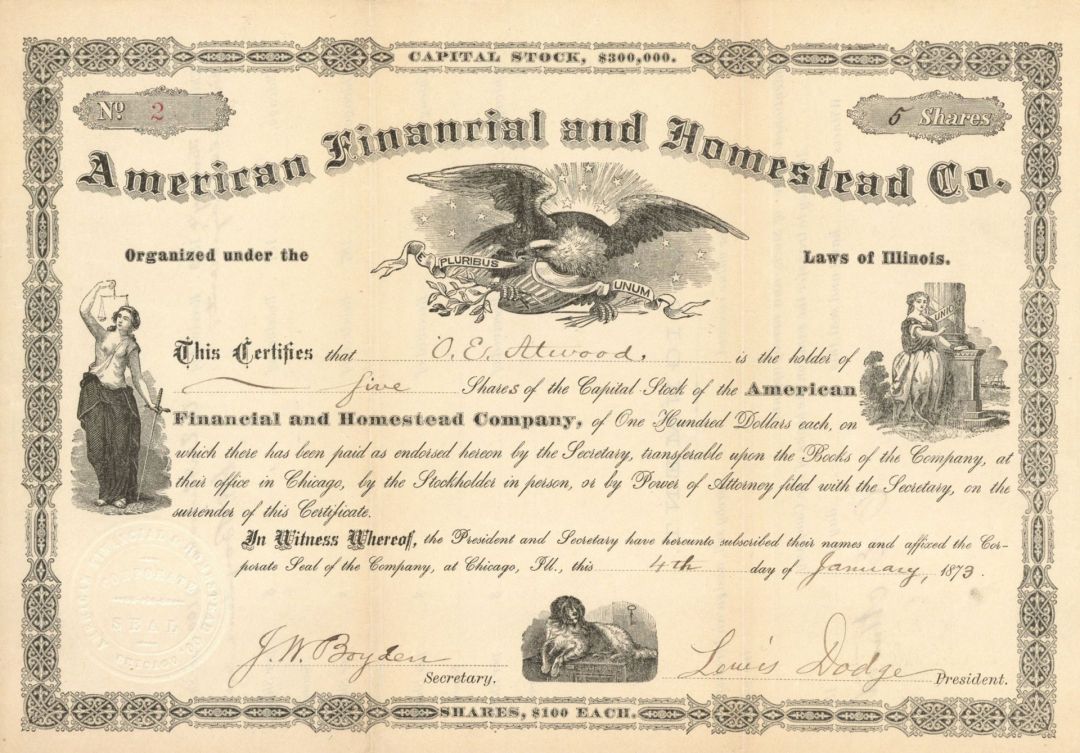 American Financial and Homestead Co. - Stock Certificate