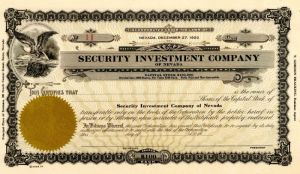 Security Investment Co. - Stock Certificate