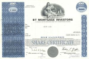 B T Mortgage Investors - 1970 or 1971 dated Stock Certificate