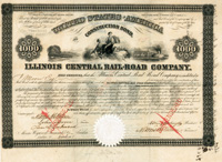 Robert Schuyler signed Illinois Central Railroad Co. - Autograph Railway Bond