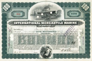 Irenee Du Pont issued and signed International Mercantile Marine - Co. that Made the Titanic - Stock Certificate