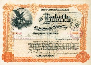 Isabella Gold Mining Co. - Stock Certificate